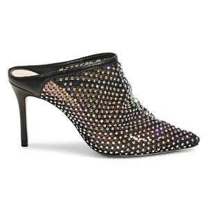 SCHUTZ Shoe Gorgeous S-Virginnia Slip-on Black w/ Multi Crystals 4” Heel NIB 8.5